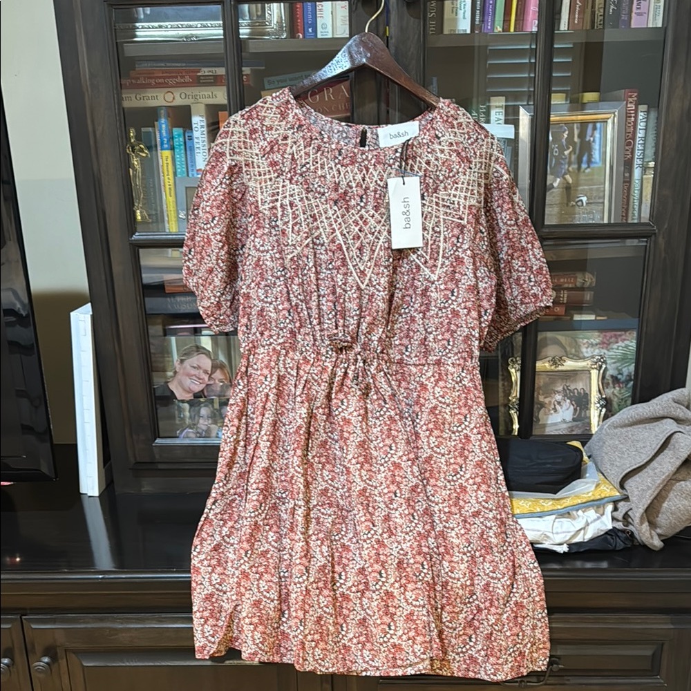 ba&sh Pink Puff Sleeve Midi Sundress